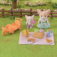 Fennec Fox Sunny Picnic Set with poseable figures, orange tricycle wagon, checkered picnic blanket, basket, and food accessories.