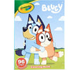 Bluey Coloring Book featuring Bluey and friends with 96 pages and Crayola branding for kids ages 3 and up.