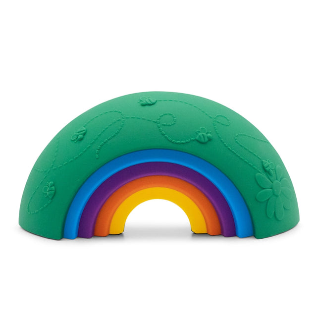 Over the Rainbow | Bright silicone stacking rainbow arches with garden patterns for sensory and creative play.