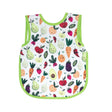 Bapron | Market Fresh 6M-3T toddler bib-apron with colorful fruit and vegetable print and green trim for full coverage protection.