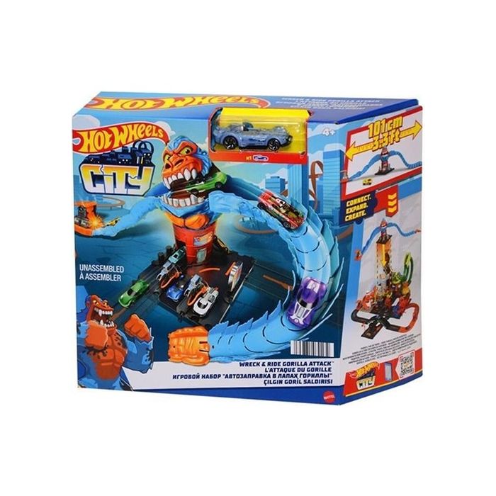 Hot Wheels City Set featuring fierce creature track and cars for creative play and epic vehicle adventures.