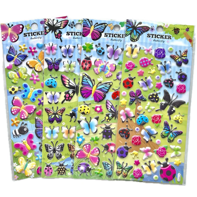 Butterfly Puffy Stickers featuring colorful assorted butterfly and ladybug designs to decorate notes, planners, and more.