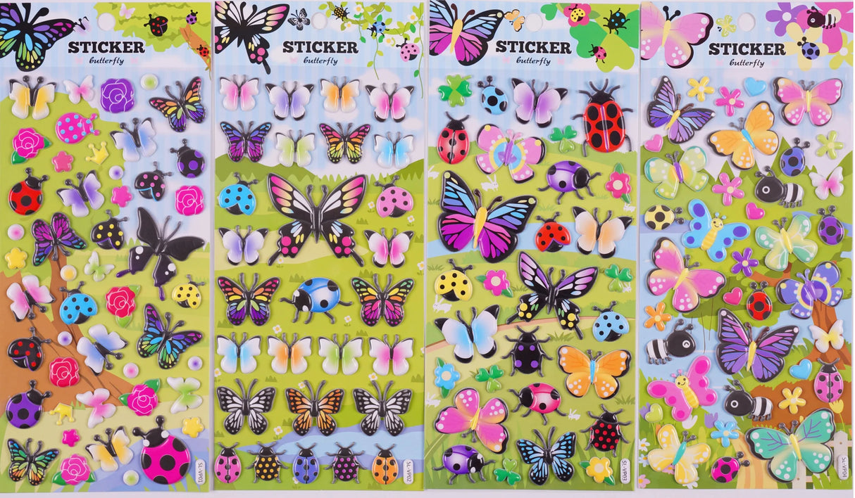 Butterfly Puffy Stickers featuring assorted colorful butterfly and ladybug designs for creative notes and planners.