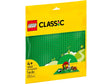 LEGO Classic Green Baseplate in packaging with 32x32 studs for creative building and display, 9.5-inch square, ages 4 and up.