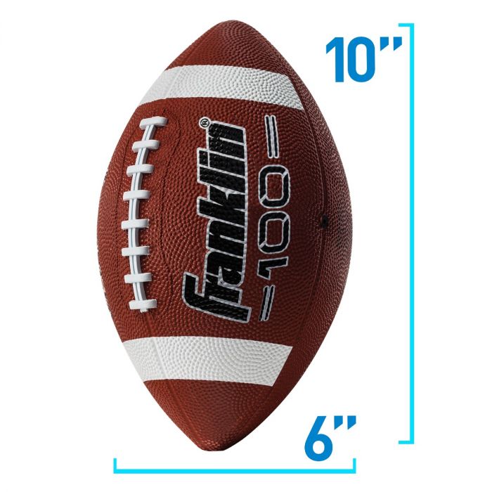 Grip-Rite 100 Junior Rubber Football with pro style lacing and grip rite pebble surface, junior size 10 by 6 inches.