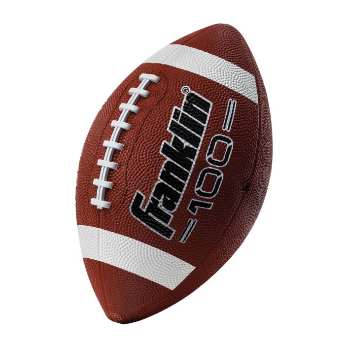 Grip-Rite 100 Junior Rubber Football with pebble surface, raised lacing, waterproof molded construction, ready for play.