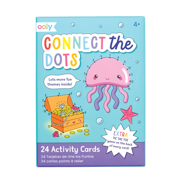 Activity Cards Connect Dots with 24 fun connect-the-dots trails and extra tic tac toe games for kids 4 and up.