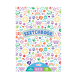 Colorful Doodles Sketchbook with 60 sheets, travel-friendly 5.8” x 8.3” size, perfect for kids’ creative drawings.