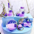 Eggplant Floaty Charm Keychain with cute purple eggplant designs in various clear floaty shapes for bags and keys.