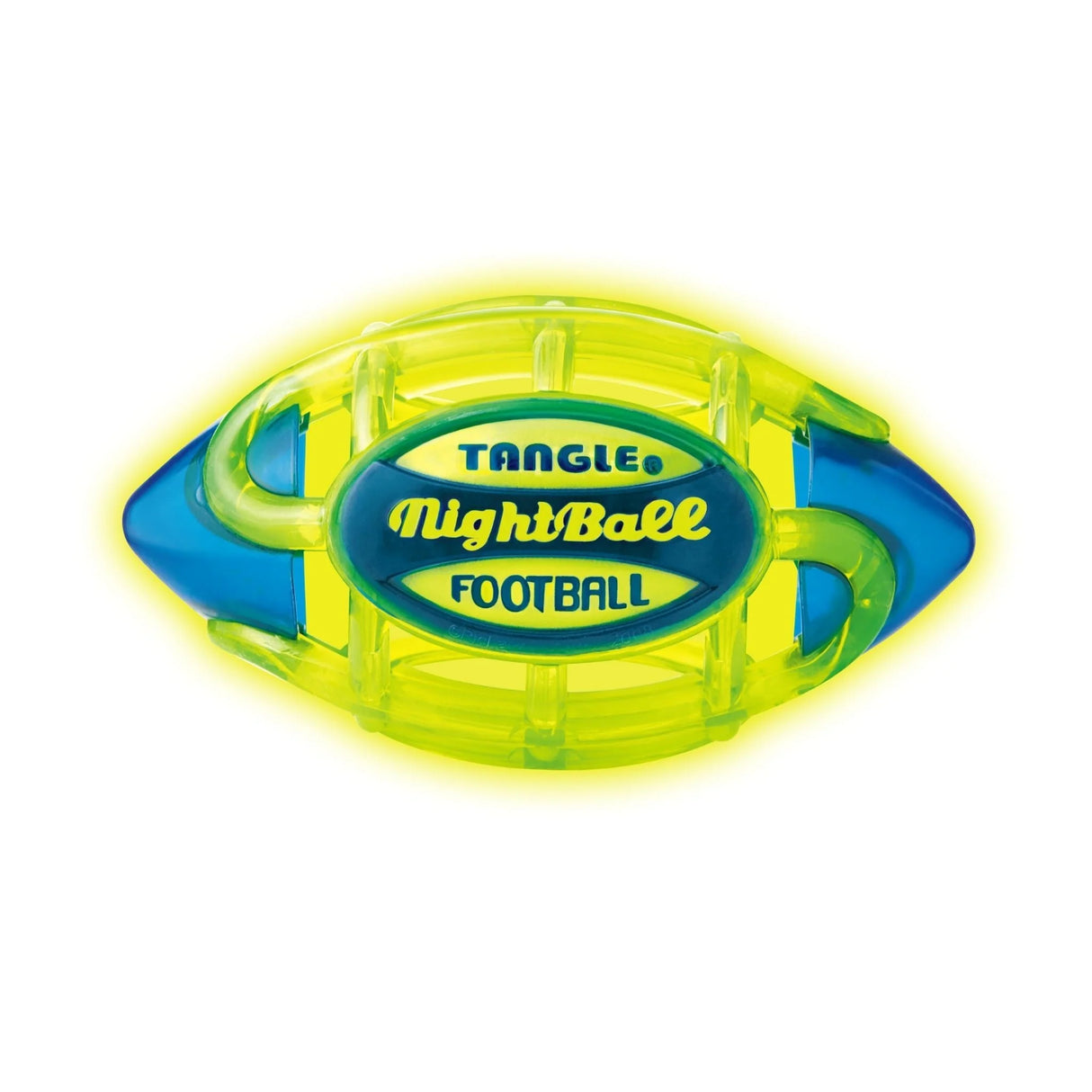 Tangle NightBall | Football glowing bright yellow and blue light-up football with Airless Matrix design.