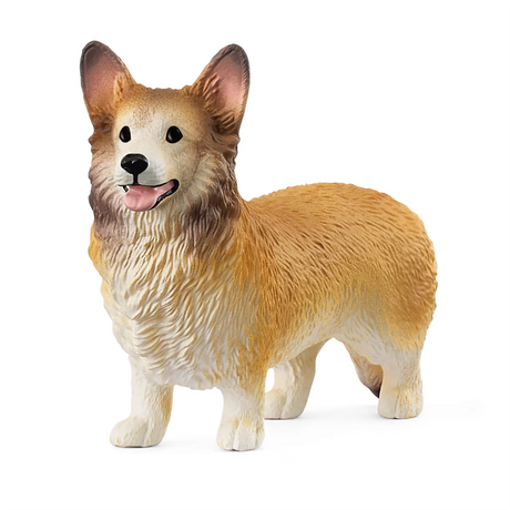 Welsh Corgi figurine with attentive gaze and big ears capturing the adventurous spirit of this small dog breed.