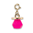 Gold Candy Ring Charm featuring a bright pink 3D poly resin candy with gold-toned metal accents and clasp.