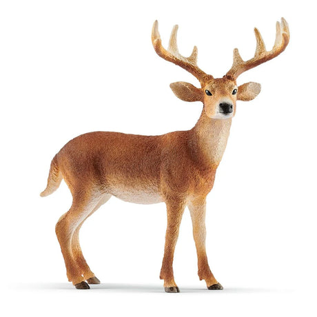 White-Tailed Buck figurine showing a detailed deer with large antlers and white tail tip standing alert.