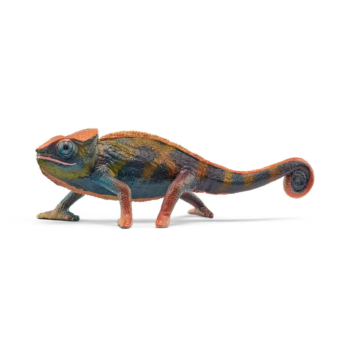 Chameleon figurine showing detailed scales and curled tail, designed to change color with temperature.