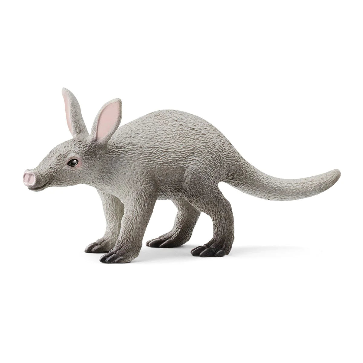 Aardvark figurine with long ears and snout, standing on four legs, detailed texture, 2.8 x 0.8 x 1.0 inch.