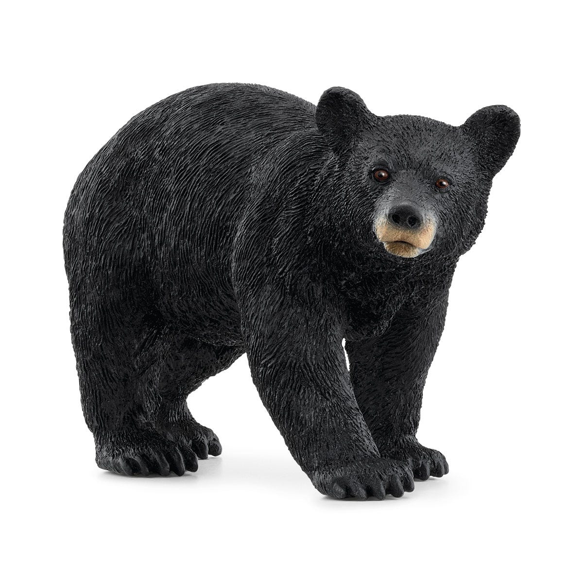 American Black Bear figurine with shiny snout, thick fur, and detailed paws standing in a lifelike pose.