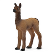 Llama Foal figurine with fluffy brown fur, dark neck and ears, black snout and feet, standing with soft shining eyes.