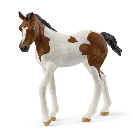 Paint Horse Foal figurine with unique brown and white coat, black mane and tail, and heart-shaped mark on back.