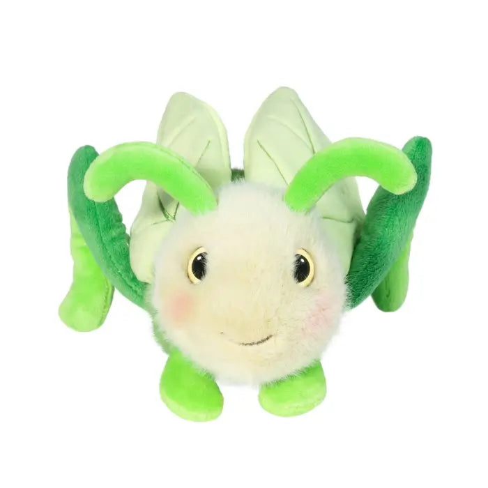 Kady the Grasshopper stuffed animal with bright green plush, rosy cheeks, and soft antennae in a friendly design.