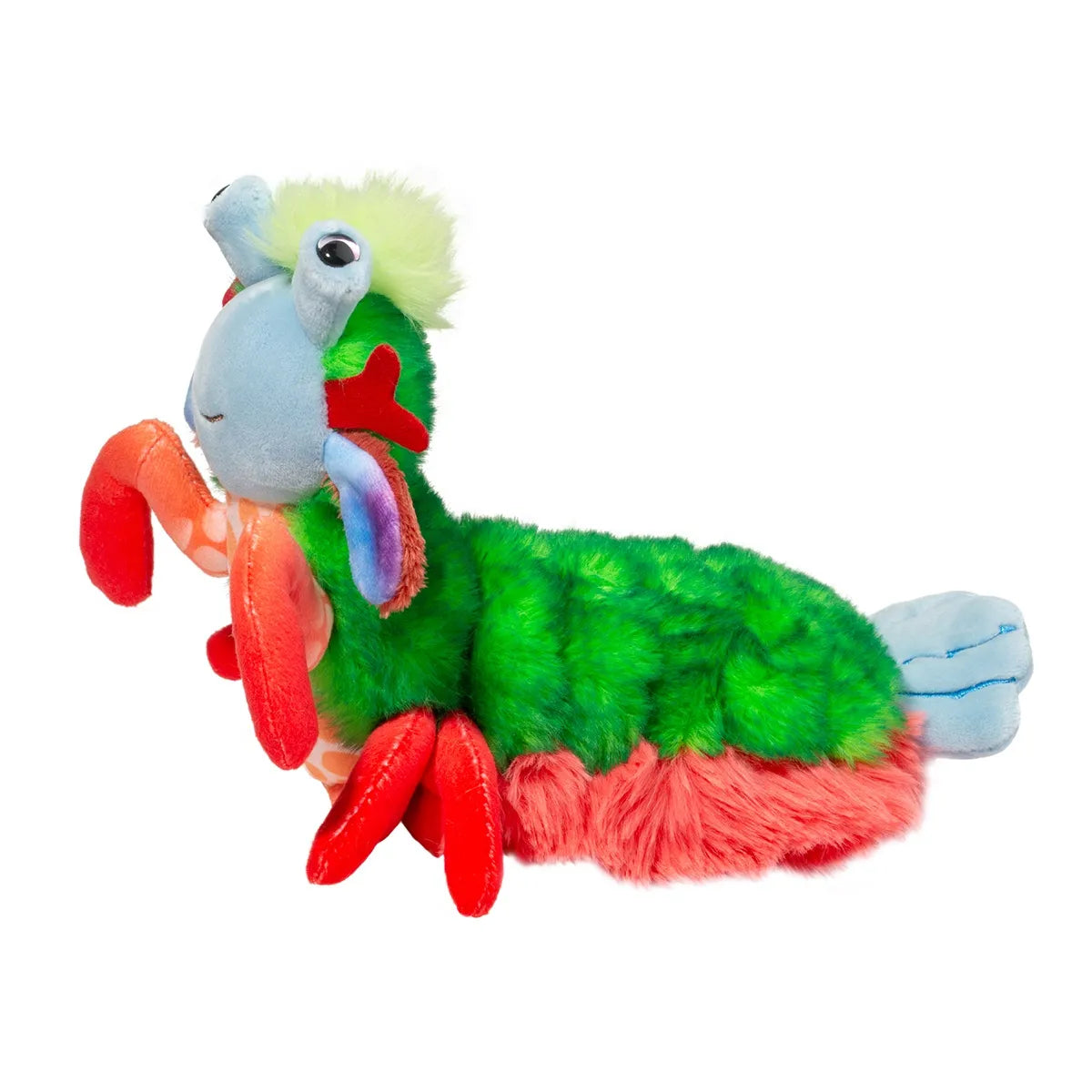 Mantis Shrimp Punchie plush toy with vibrant green, red, and blue colors and soft, cuddly texture.