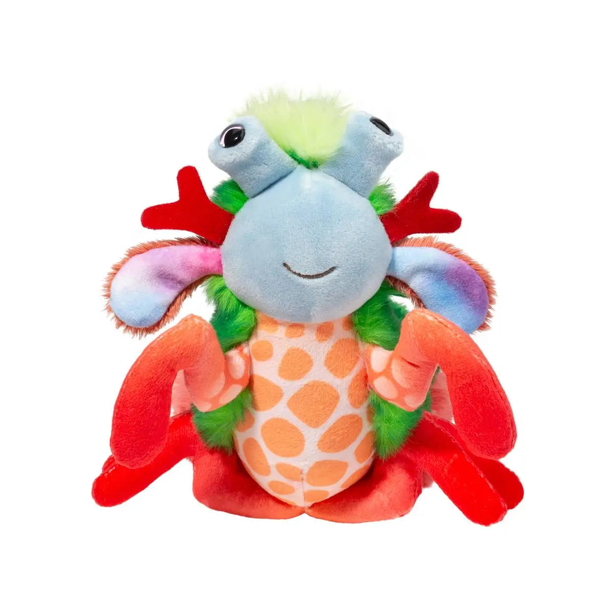 Mantis Shrimp Punchie plush toy with bright colors, raised claws, soft cuddly fabric, and a friendly smiling face.