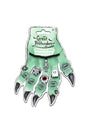 Witch Hand Rings & Bracelet with glow in the dark skeleton, mummy, ghost, and eyeball charms on spooky green hand display.