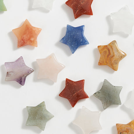 Carved Star assorted crystal types in star shapes, perfect for collections and decorative displays.