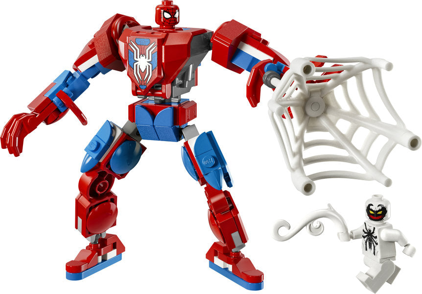 Super Heroes Marvel Spider-Man Mech vs Anti-Venom LEGO set with buildable mech and two minifigures.