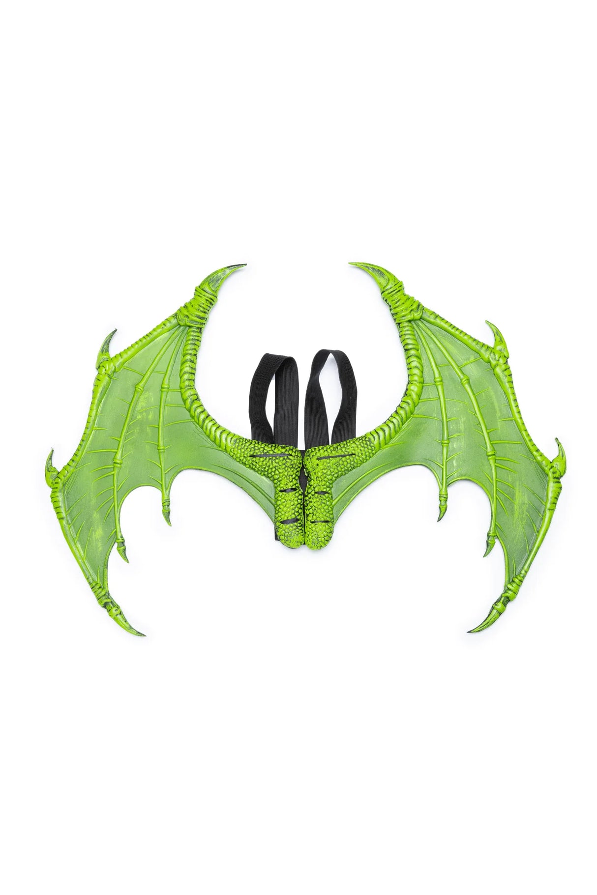 Green Dragon Wings costume accessory with vibrant green scales and adjustable straps for a perfect dragon look.