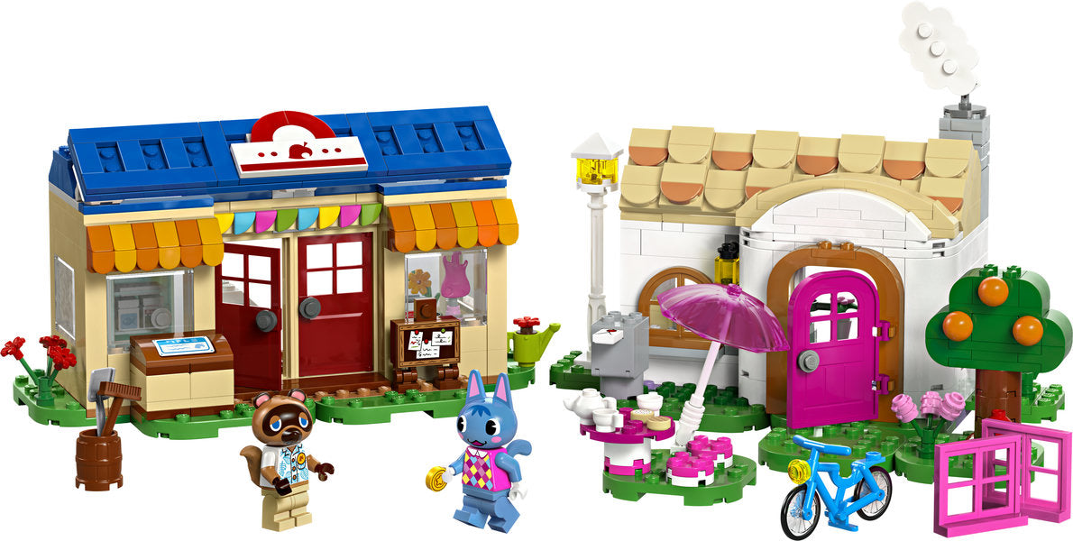 Animal Crossing Nook's Cranny & Rosie's House buildable set with minifigures, accessories, and iconic game elements for kids 7+.