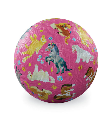Playground Ball 7in Pretty Ponies with colorful pony designs on a bright pink textured surface for fun play.