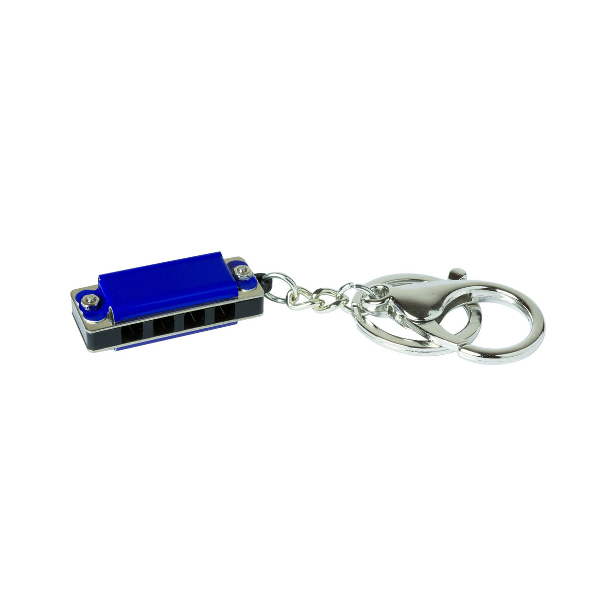 Blue harmonica on a key-ring. For ages 3 and up.