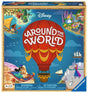 Disney Around the World board game featuring a red hot air balloon and Disney characters flying over magical lands.