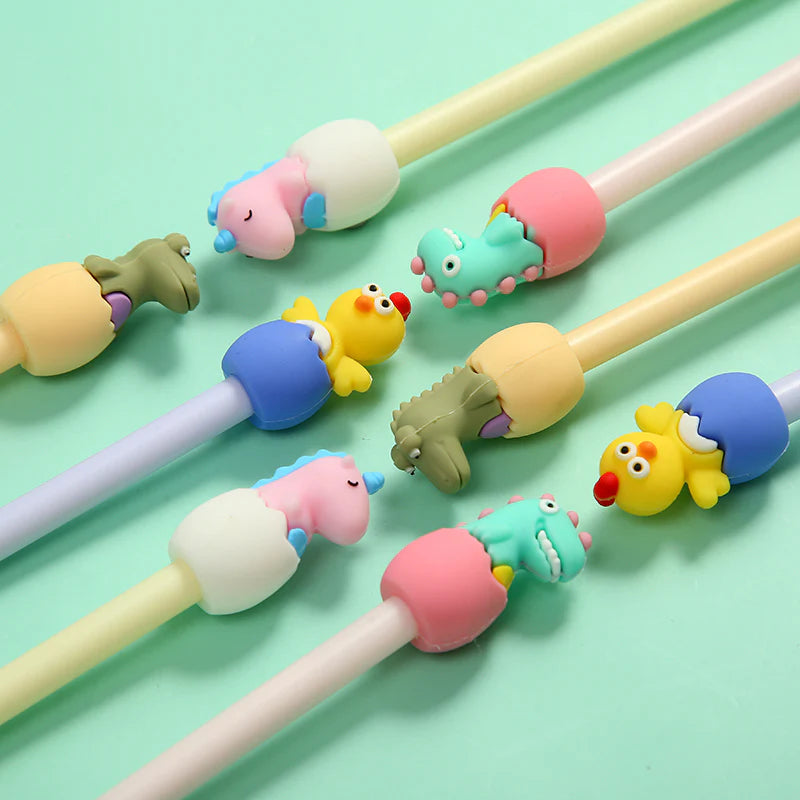 Baby Egg Pets Gel Pen set featuring colorful animal designs with fine tip gel pens for writing and illustration.