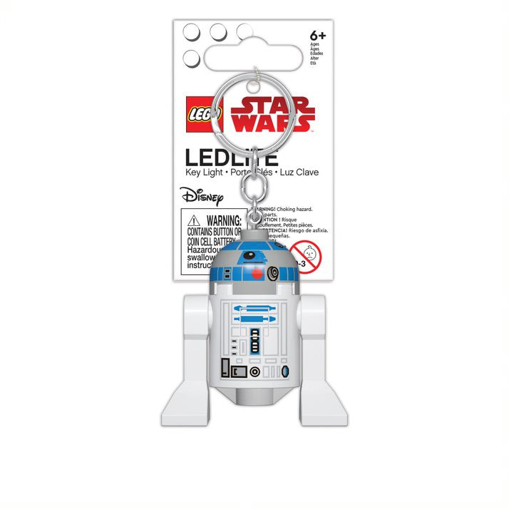 Lego Keylight | Star Wars R2-D2 figure LED keychain with metal ring and light-up feature for kids 6 and up.