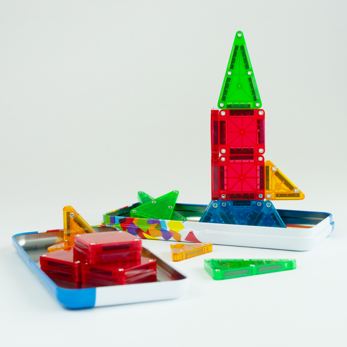 Magnatiles Micromags Travel Set with colorful magnetic shapes and compact tin for portable building fun and storage on-the-go.