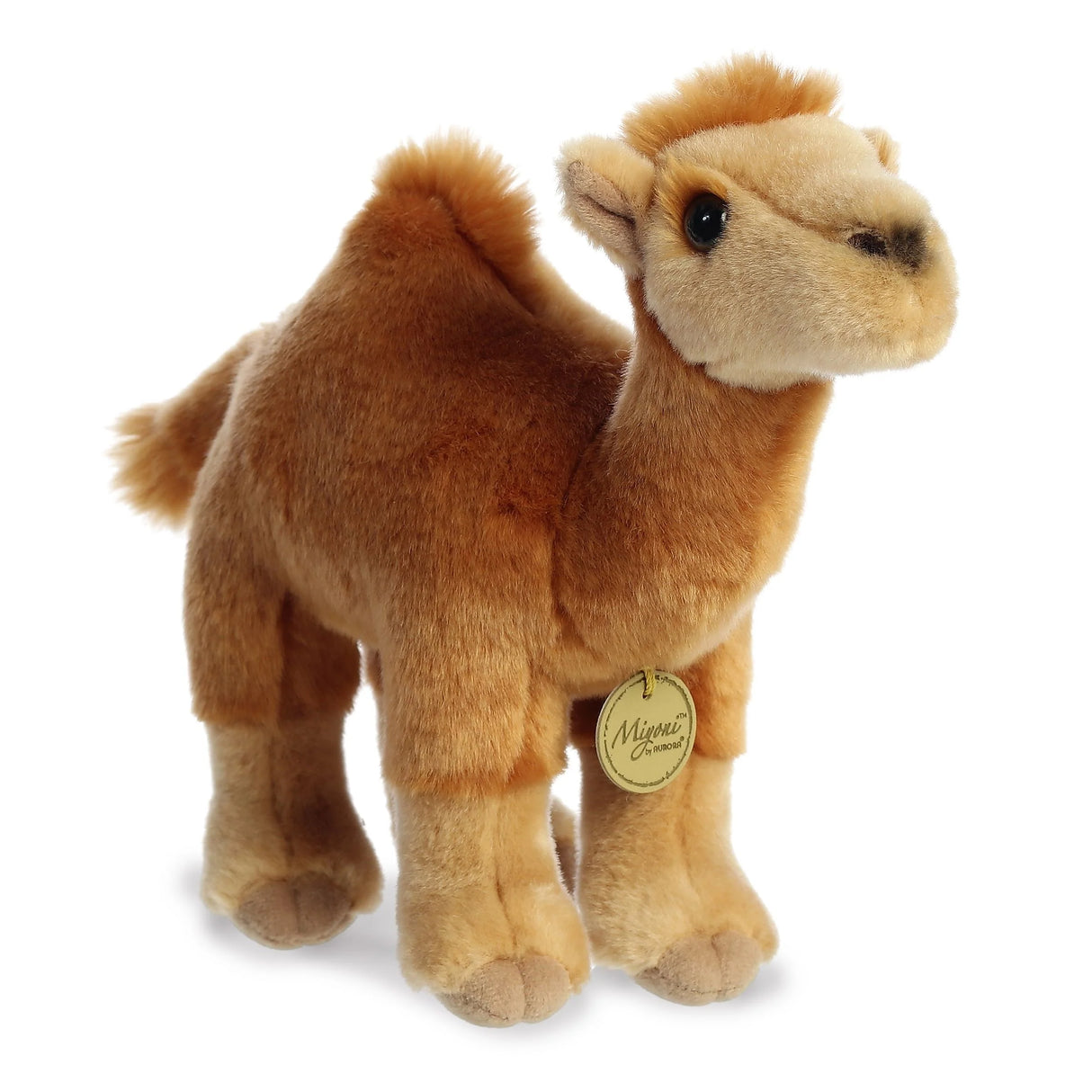 Plush dromedary camel with sandy fur, signature hump, and soft texture, perfect as an adorable desert animal toy.