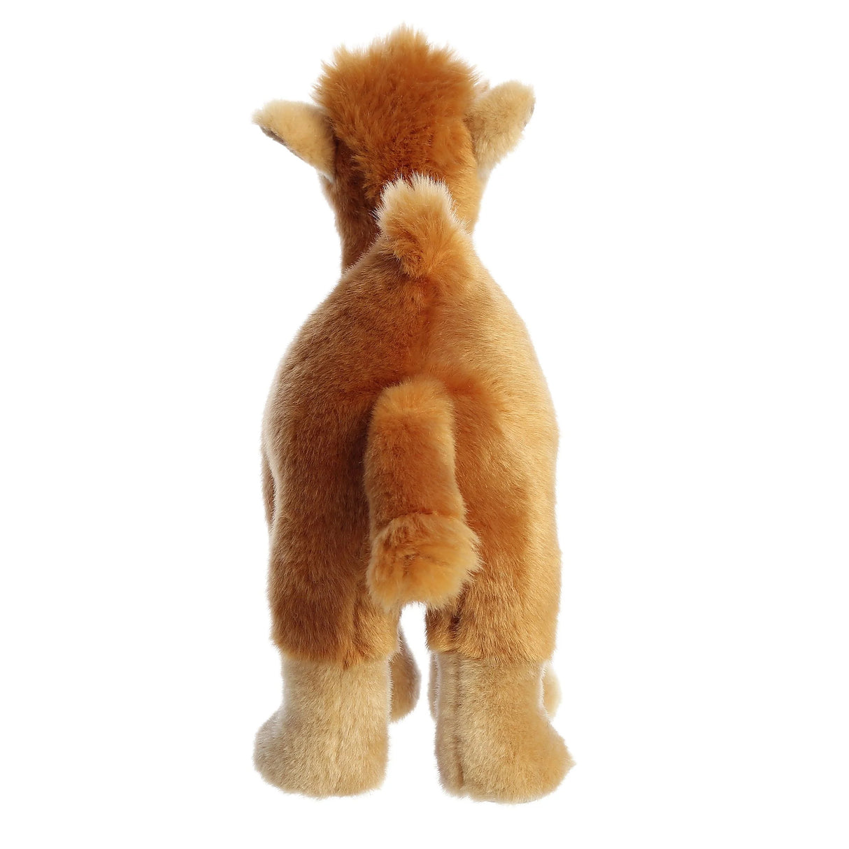 Plush Dromedary Camel shown from the back with soft sandy fur, standing upright on four legs.