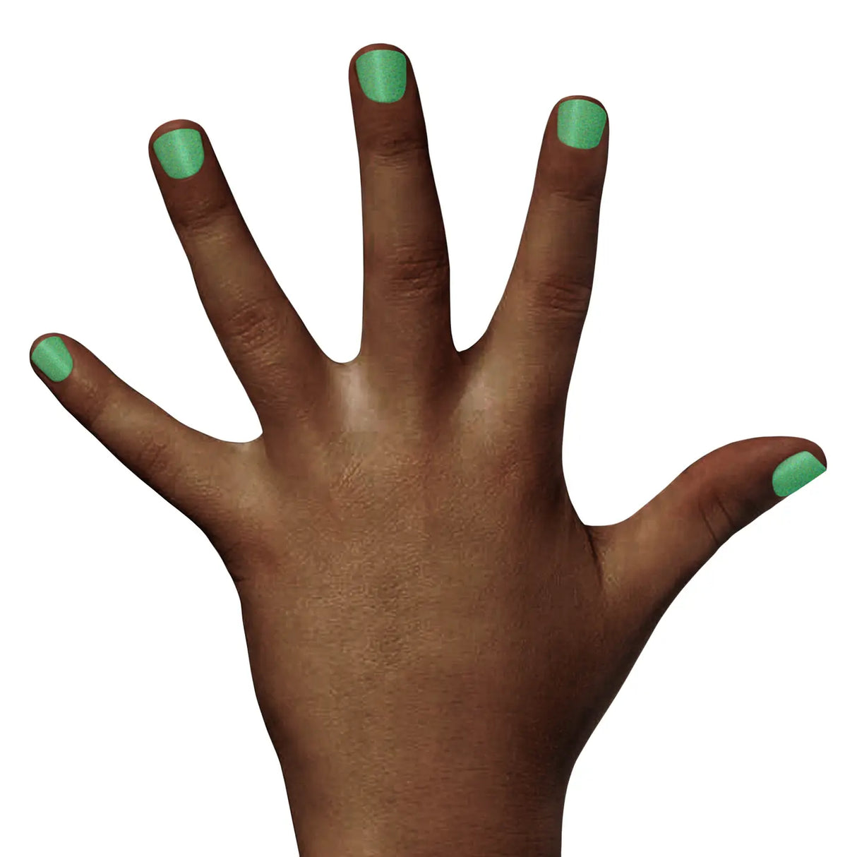 Hand with nails painted mint green using Nail Polish Ice Cream Dream water-based, non-toxic, cruelty-free formula.