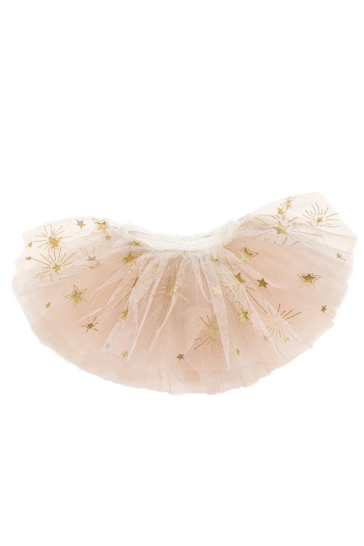 Sparkle Star Tutu Size 4-6 with multiple layers of white tulle and gold star sparkle designs.