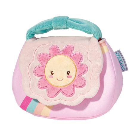 My First Purse soft pink toddler handbag with smiling flower applique and teal handle for imaginative play.