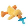 WubbaNub | Duck plush yellow baby pacifier with soft wings and a safe silicone nipple for newborns.
