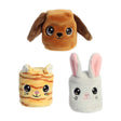 Three assorted plush Pet Mallows Pet toys including a dog, cat, and bunny with big eyes and cute faces.