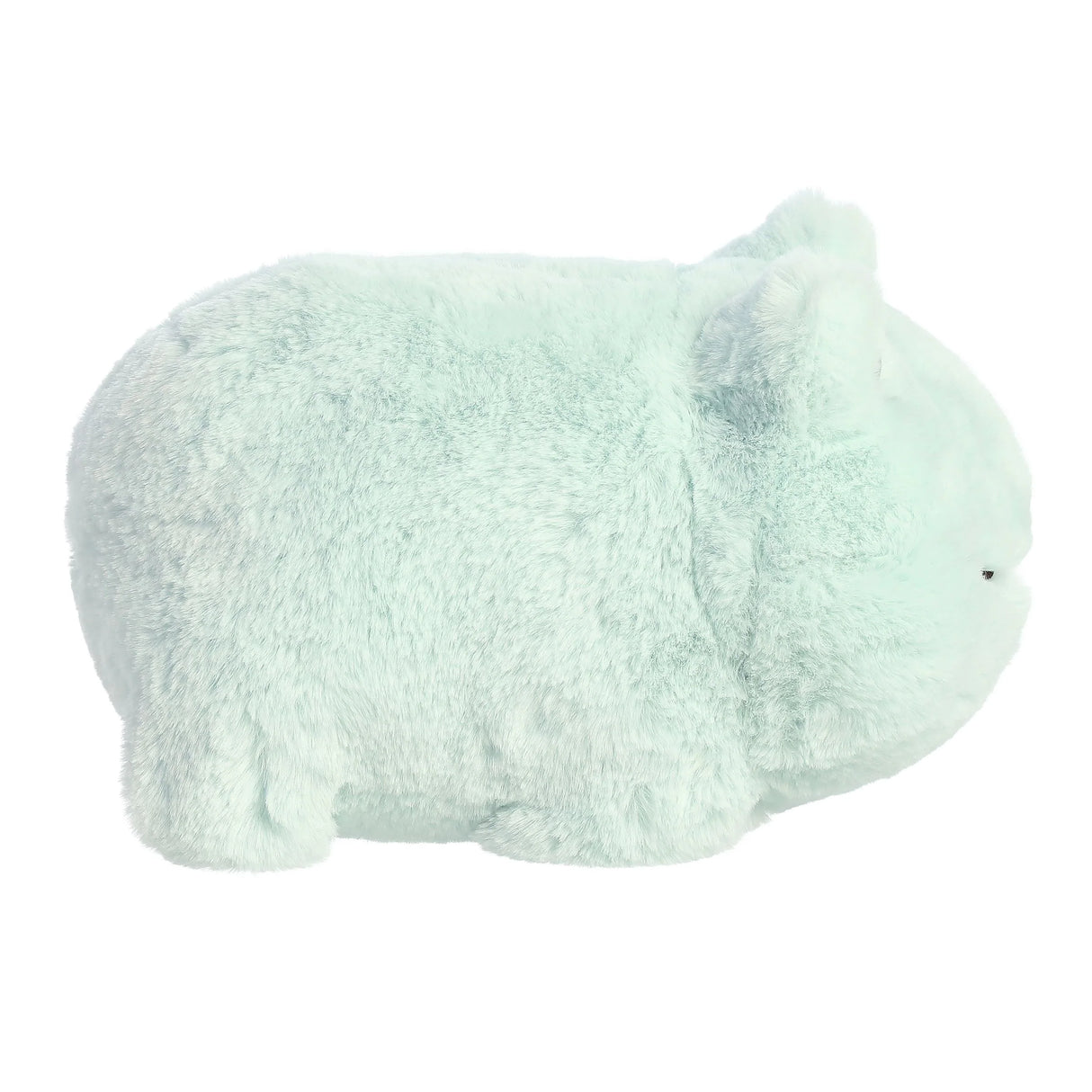 Soft and fluffy minty green Spudster Frog Friesia plush, shaped like a cuddly potato measuring 10 inches long.