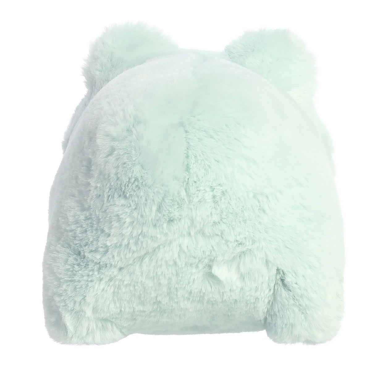 Soft and fluffy minty green potato shaped plush frog with ears, Friesia Frog Friesia Spudster measuring 10 inches long.