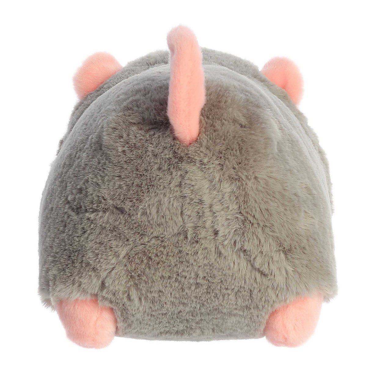 Spudster Opossum Odin plush showing gray and pink tail and feet with soft, cloud-like fur from the back, 10-inch size.