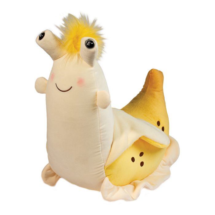 Banana Slug Vinnie Big plush stuffed animal with yellow banana peel and friendly smiling face, 18 inches long.