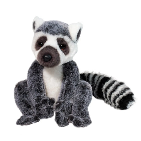 Lemur Lemmie plush toy featuring soft fur, realistic facial markings, and a fluffy black and white striped tail.