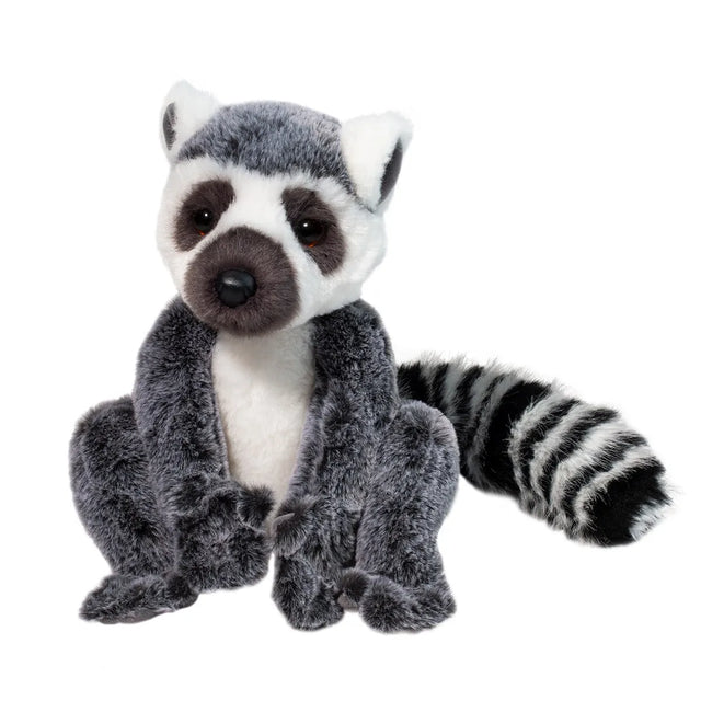Lemur Lemmie plush toy featuring soft fur, realistic facial markings, and a fluffy black and white striped tail.