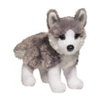 Husky Nikita plush toy with soft gray and white fur, blue eyes, and a standing pose for cuddles and adventures.
